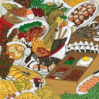 japonês cozinha rabisco arte ilustração vetor