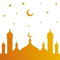 mesquita silhueta com ouro crescente lua e estrelas vetor ilustração. eid Mubarak islâmico Projeto crescente lua.