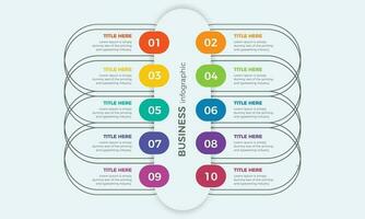 o negócio infográfico processo com colorida modelo Projeto com ícones e 10 opções. dez passos infográfico Projeto modelo vetor