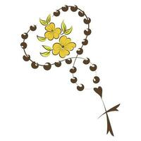 cristão rosário miçangas. oração católico chapelim com a piedosos Cruz. usar Como poster, cartão, folheto, t camisa Projeto ou tatuagem vetor