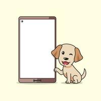 desenho animado personagem fofa labrador retriever cachorro e Smartphone vetor