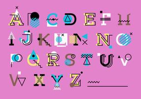 Bonito rosa geométrica Memphis estilo alfabeto conjunto Vector
