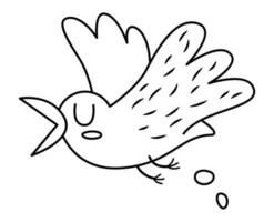 vetor f Preto e branco deitado gaivota ícone. fofa linha cocô mar pássaro ilustração. engraçado esboço pirata festa elemento para crianças. mar gaivota cenário ou coloração página isolado em branco fundo
