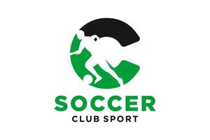 vetor iniciais carta c com futebol criativo geométrico moderno logotipo Projeto.
