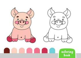fofa porco coloração livro para crianças página para livros, revistas, vetor ilustração rabisco modelo