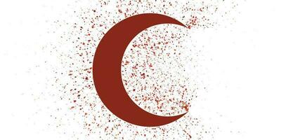 Espirrar efeito do símbolo crescente lua muçulmano islamismo placa com vermelho cor sangue vetor