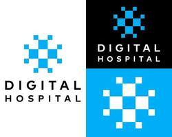 digital hospital tecnologia com azul e Preto fundo. vetor