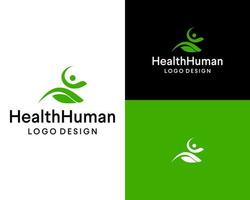 saúde humano logotipo Projeto com uma verde folha vetor