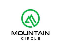 montanha círculo logotipo com uma verde círculo vetor