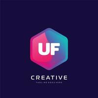 uf inicial logotipo com colorida modelo vetor