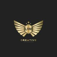 uw carta inicial com real luxo logotipo modelo vetor