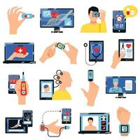ilustração vetorial conjunto de ícones de tecnologia digital de saúde vetor