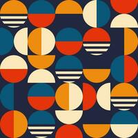 quadrado vetor abstrato geométrico anos 60 Anos 70 fundo com corações, círculos, retângulos e quadrados dentro retro escandinavo estilo. pastel colori simples formas gráfico padronizar.