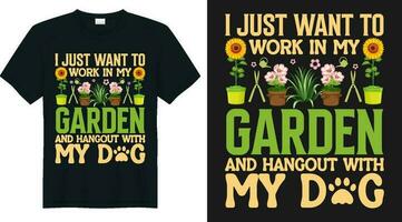 design de camiseta de jardinagem vetor