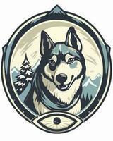 Lobo com vendo olho logotipo vetor