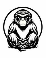 macaco sentado logotipo vetor