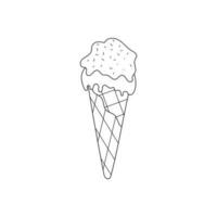 mão desenhado vetor ilustração gelo creme dentro waffle cone