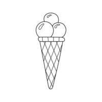 mão desenhado vetor ilustração gelo creme dentro waffle cone