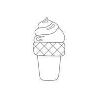 mão desenhado vetor ilustração gelo creme dentro waffle cone