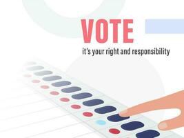 voto, Está seu certo e responsabilidade texto com índice dedo pressionando botão em branco fundo. vetor