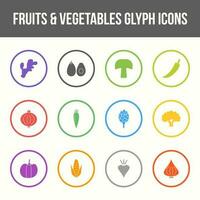 único frutas e legumes vetor glifo ícone conjunto