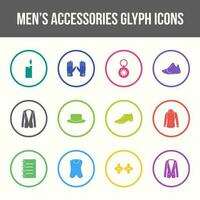 conjunto de ícones de glifo vetorial de acessórios masculinos exclusivos vetor