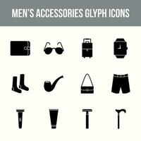 conjunto de ícones de glifo vetorial de acessórios masculinos exclusivos vetor