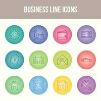 conjunto de ícones de linha de negócios exclusivo vetor