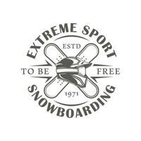 vintage snowboard rótulo isolado em branco fundo vetor