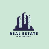 logotipo para luxo real Estado, construção logotipo Projeto. Sombrio azul real Estado construção símbolo para residencial ou apartamento o negócio com tecnologia conceito ou inteligente casa vetor