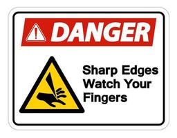 perigo pontas afiadas cuidado com o símbolo dos dedos vetor