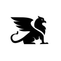 premium black minimal griffin mítico criatura emblema mascote vector design