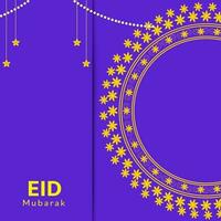 eid Mubarak cumprimento cartão com esvaziar floral semi circular quadro, Armação e pegajoso estrelas aguentar em tolet fundo. vetor