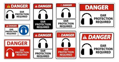 Sinal de símbolo obrigatório de proteção auricular de perigo vetor