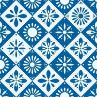 desatado padronizar com tradicional ornamentado decorativo azulejos. Português cerâmico quadrado azulejos dentro azul. colorida vetor ilustração.