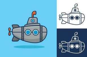 submarino plano desenho animado. vetor ícone ilustração