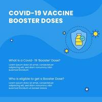 covid-19 vacina reforço doses Sediada poster Projeto dentro azul cor. vetor