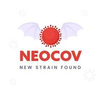 neocov covid-19 Novo tensão poster Projeto com vermelho vírus e morcegos asas em branco fundo. vetor