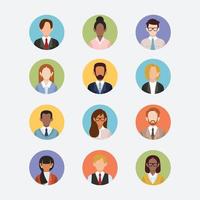 ícones de avatar de homens e mulheres de negócios