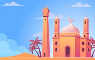 bela mesquita no deserto vetor