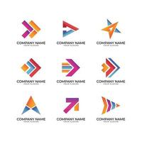 Conjunto de logotipo em forma de seta pontiaguda para empresas vetor