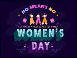 fêmea dizer não para violência contra mulheres e não significa não em roxa fundo para mulheres dia. vetor