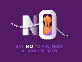 dizer não para violência contra mulheres conceito Sediada poster Projeto dentro roxa cor. vetor