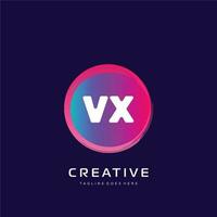 vx inicial logotipo com colorida modelo vetor. vetor