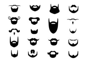 facial cabelo vetor, silhuetas do diferente tipos do barbas, bigode ícones ilustração vetor