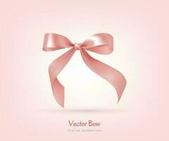 elegante vetor ilustração do uma pêssego Rosa arco com uma nó em uma branco fundo para aniversários, aniversários, mãe dia, casamentos e de outros celebrações. perfeito para cumprimento cartões, embalagem