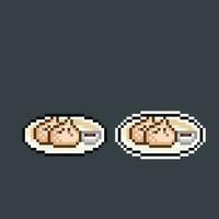 dumplings em a prato dentro pixel arte estilo vetor