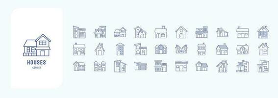 casa e casas, Incluindo ícones gostar prédio, real Estado, arquitetura e Mais vetor