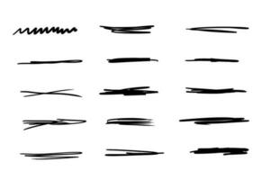 conjunto do tachado sublinhadas. escova acidente vascular encefálico marcadores coleção. vetor ilustração do cruzado rabisco linhas isolado em branco