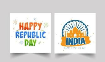 Índia feliz república dia Postagens ou modelo Projeto dentro dois opções. vetor
